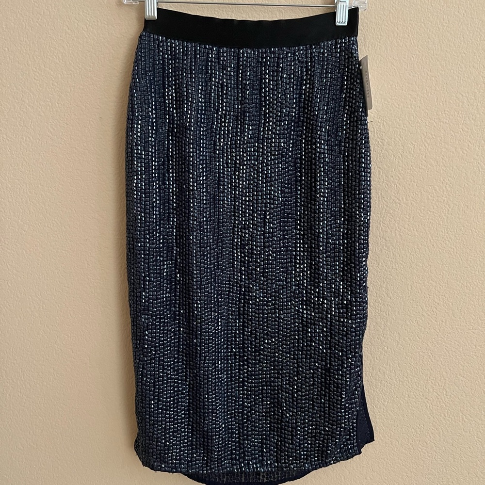 NWT Joie Midnight Blue Sequin Pencil Skirt, 2